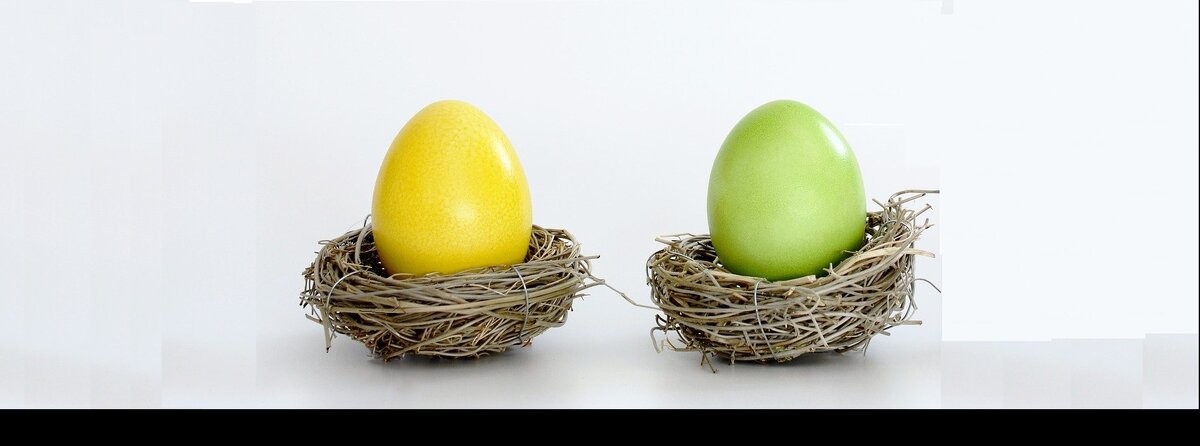 Роковые яйца. Коллаж.  Но, может, простые крокодильи. Или обычные страусиные. На них не написано. Они и в профиль такие же. Источник -изображение anncapictures с сайта Pixabay 