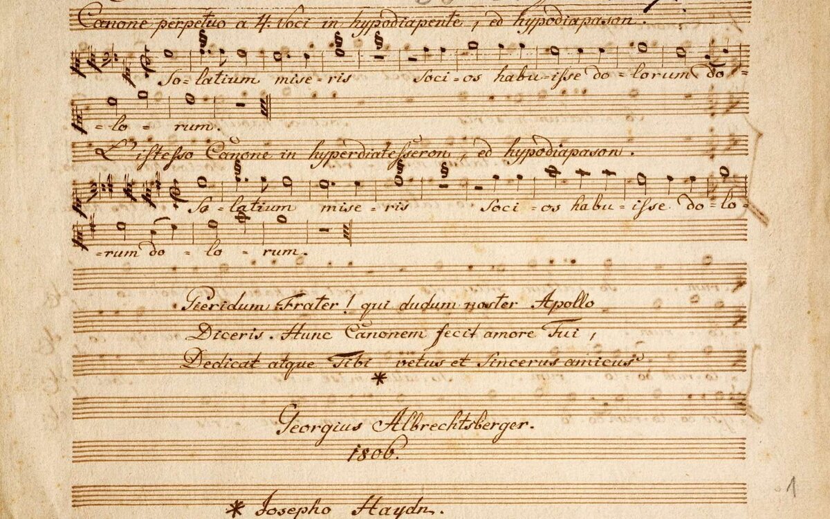 Нотный текст Франца Йозефа Гайдна (Franz Joseph Haydn,1732-1809)