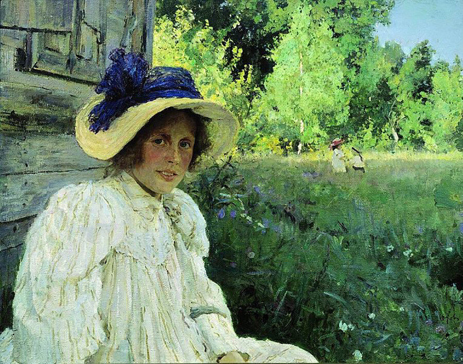 Известные картин лето года. Летом (портрет о.ф.Серовой), 1895.