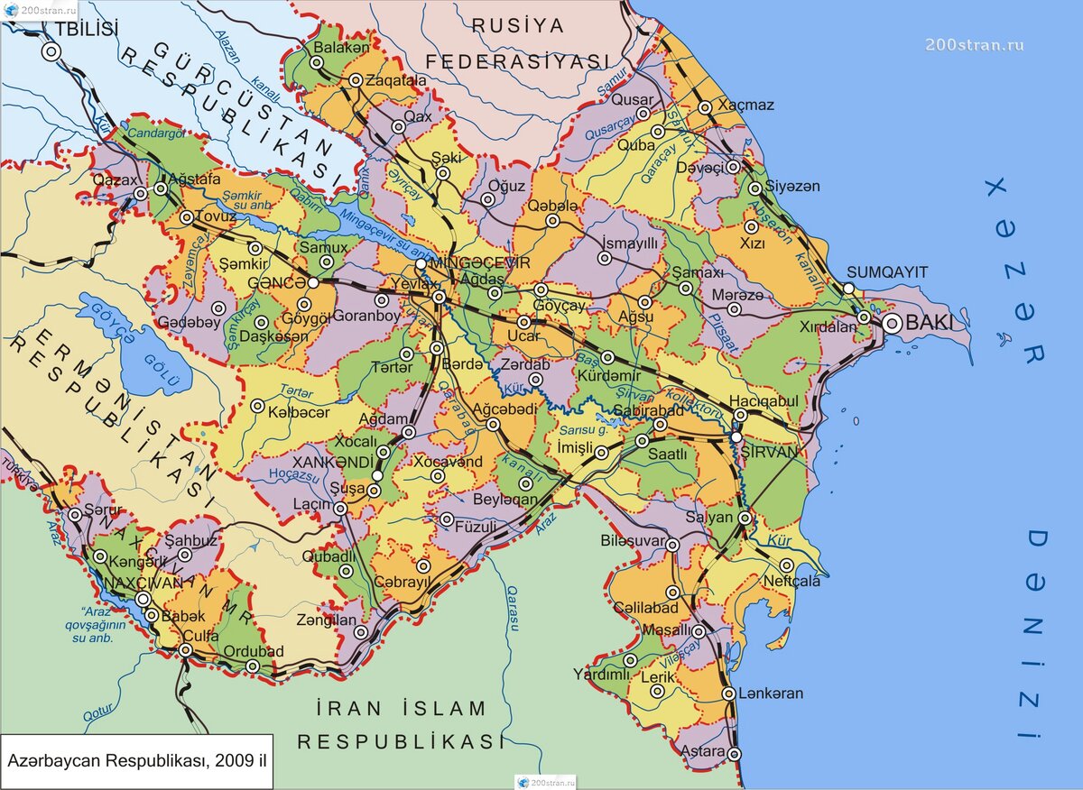 Карта Азербайджана сегодня
