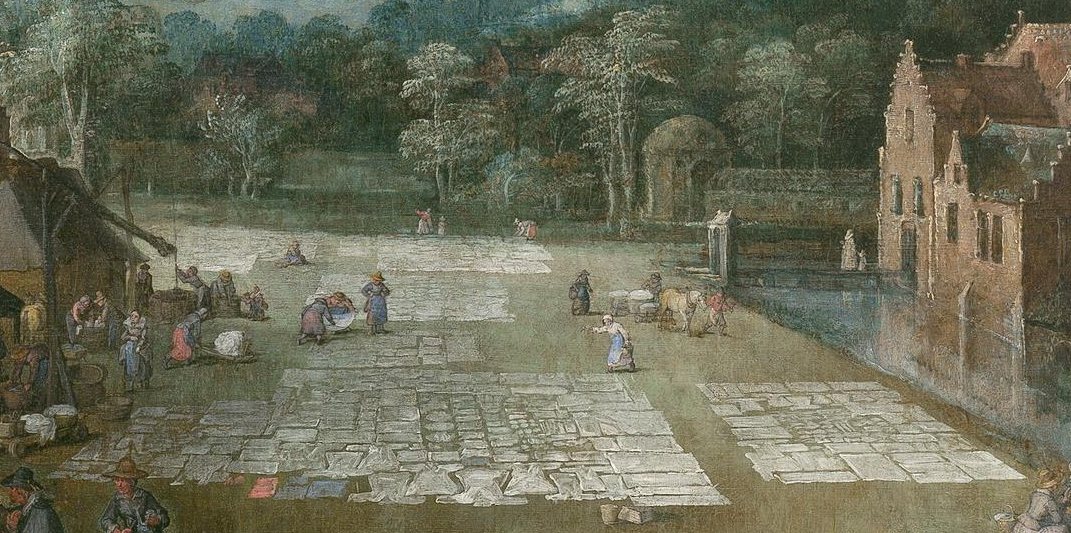 "Рынок и прачечный двор во Фландрии", Ян Брейгель Старший совместно с Йоосом де Момпером, ок. 1620. (с) Из коллекции Прадо. Деталь.