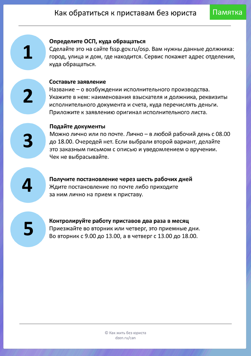 Как обратиться к приставам без юриста: 5 шагов | Как жить без юриста | Дзен