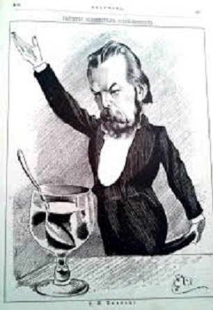 Ф.Н. Плевако в суде. Дружеский шарж в журнале "Сверчок". Из открытых источников