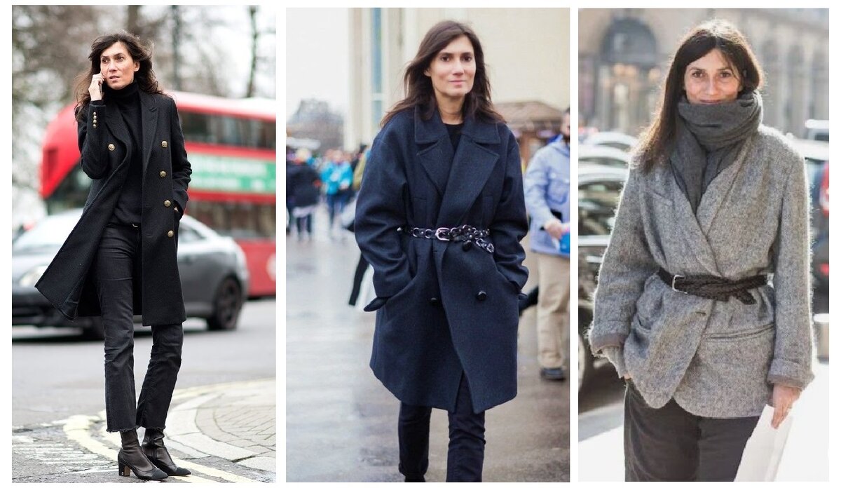 В гардеробе Эммануэль Альт много монохромных сочетаний, преобладают оттенки черного, серого и синего.