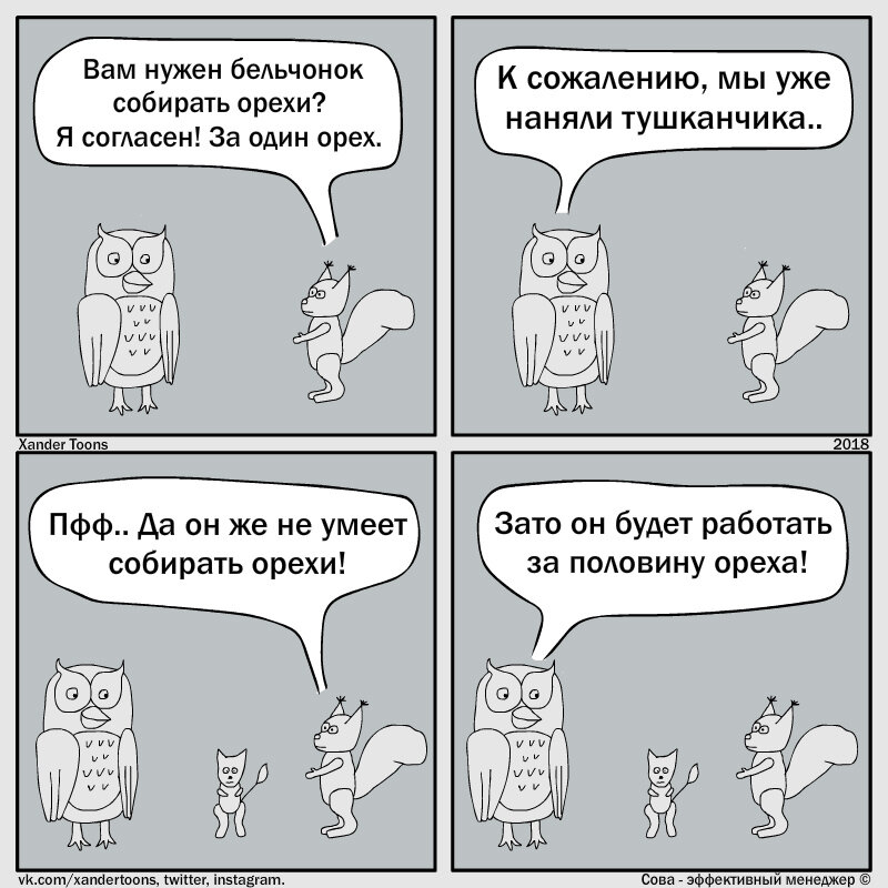 За пол-ореха. №1 из серии "Сова - эффективный менеджер".