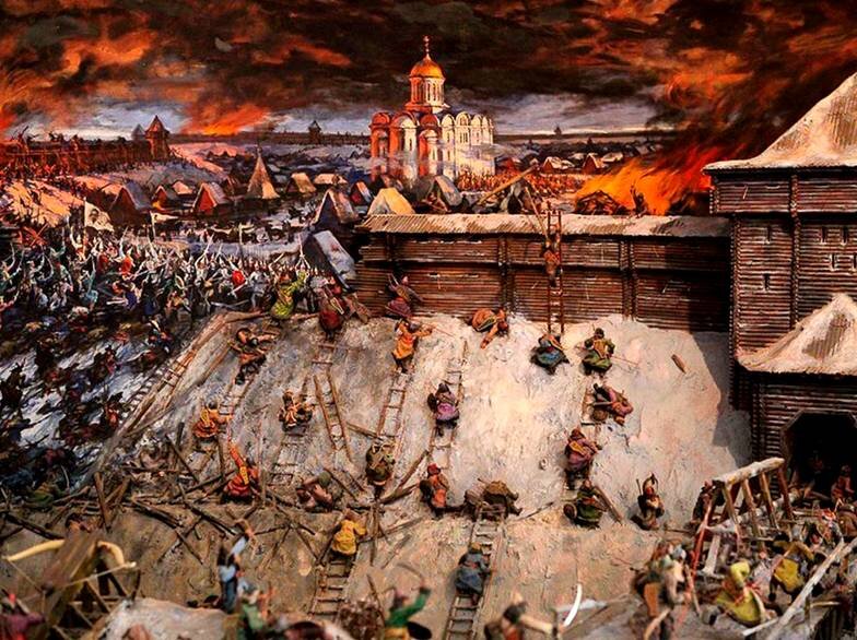 Фрагмент диарамы "Оборона старой Рязани", созданная на основе картины Е.И. Дешалыта (источник: pynop.com).