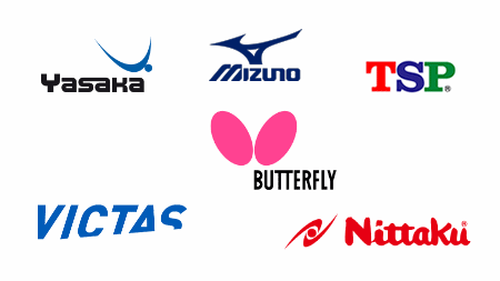 Логотипы ведущих японских производителей оборудования для настольного тенниса