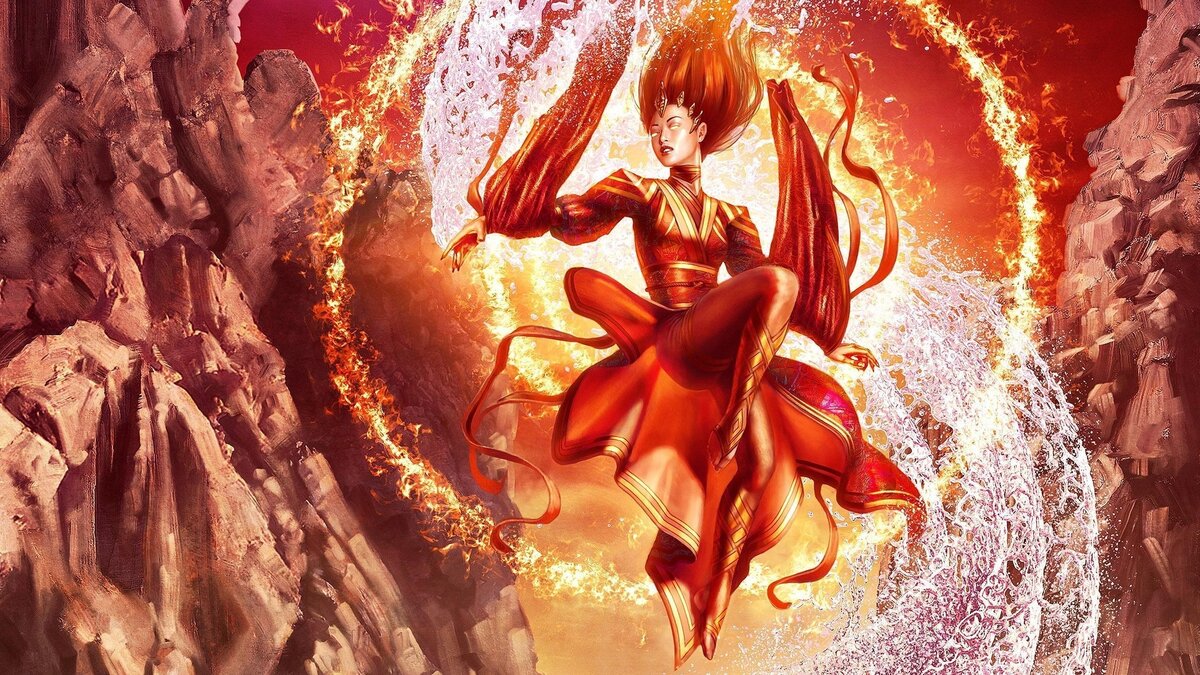 Magic avatars. Огненная Фея Геншин. Стихия огня девушка. Аниме про стихии природы. Магия огня.