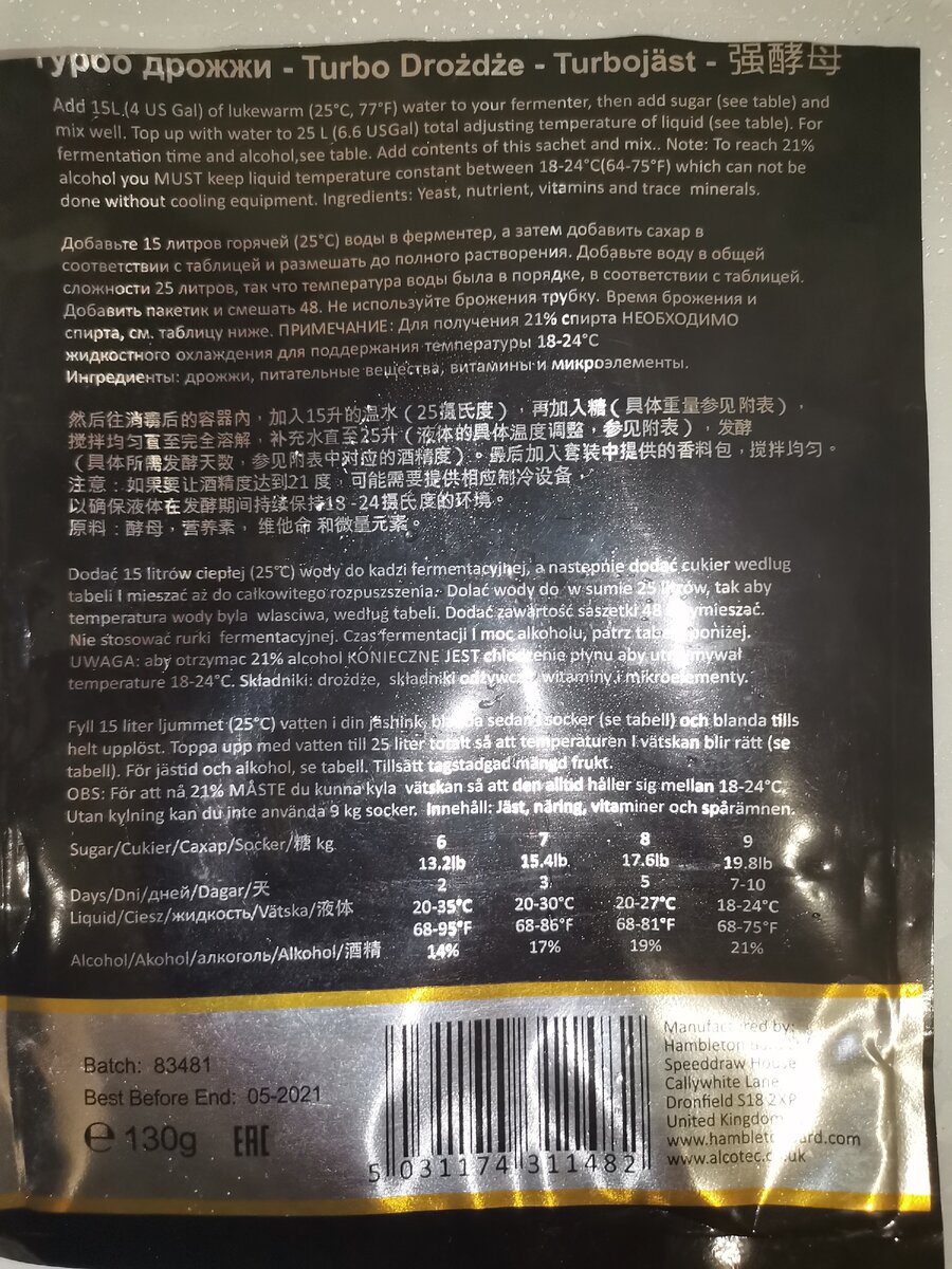 Фото автора. На фото дрожжи сроком годности до 05.2021 года.