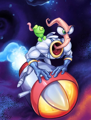 Фигурка Червяк Джим — Earthworm Jim and Snot Action Figure