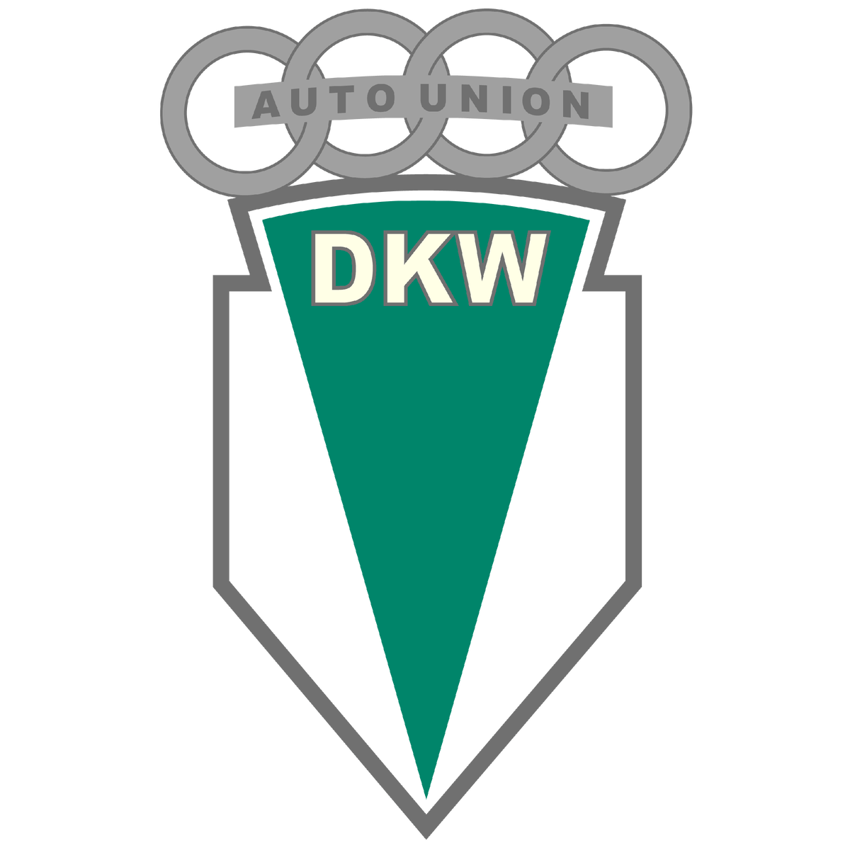 Логотип компании DKW. Везде он встречается в разных вариациях, но что интересно – на многих вариантах знакомые нам 4 кольца auto union. Ничего не напоминает?