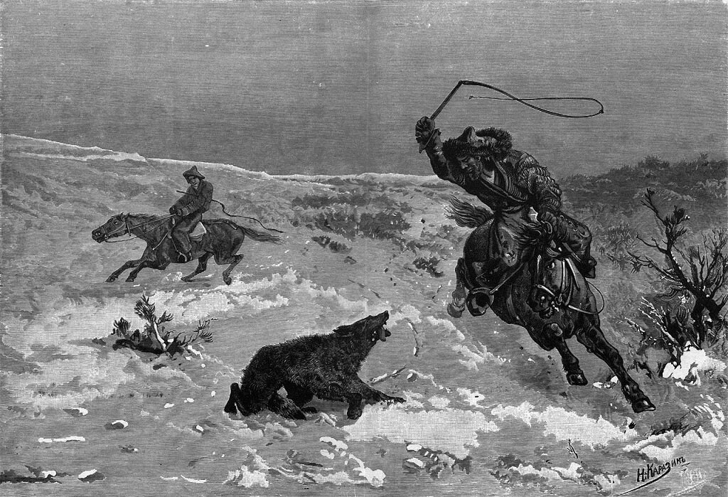 Конная охота на волков
