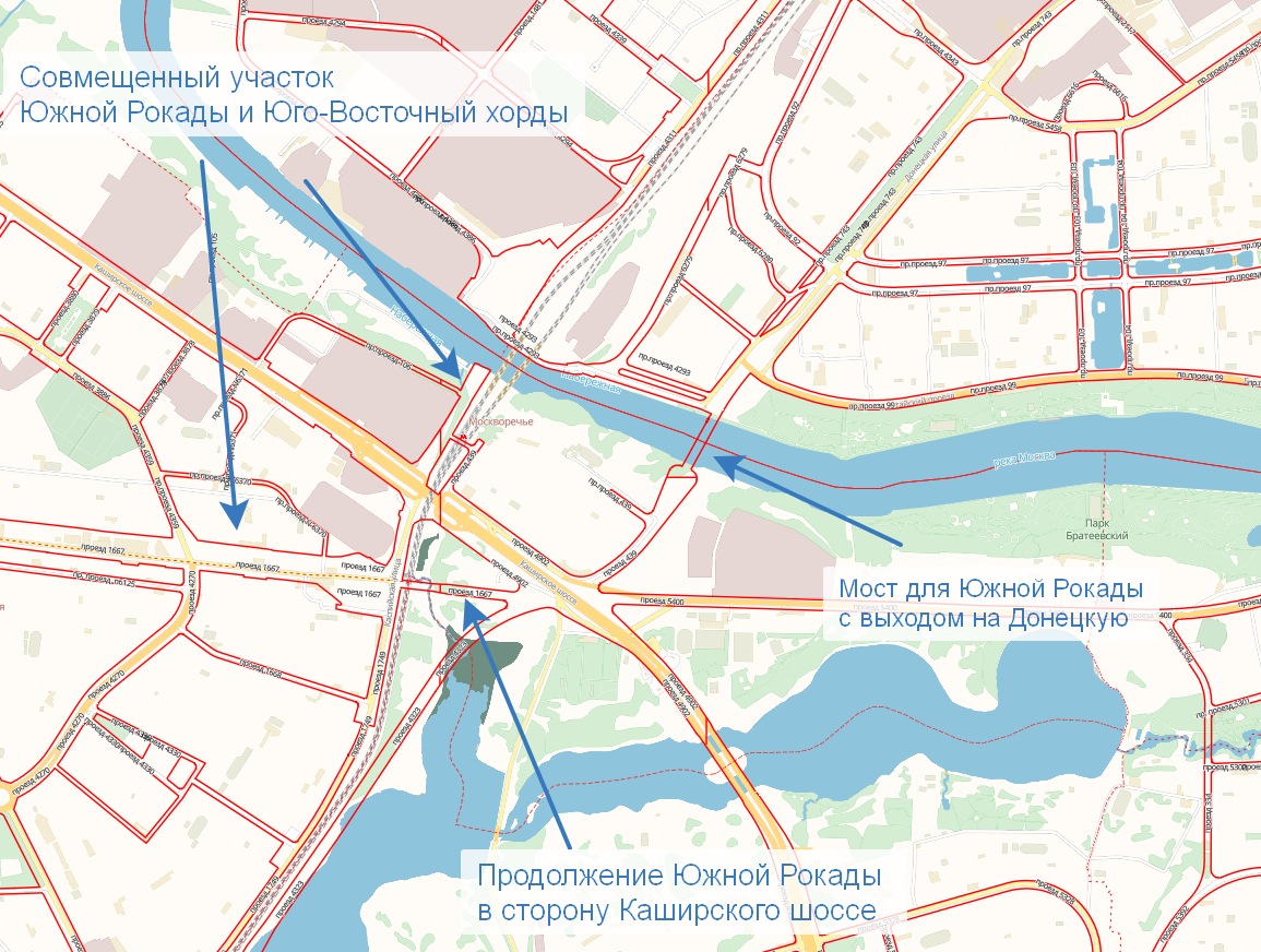 Южная рокада на карте москвы подробная схема 2021