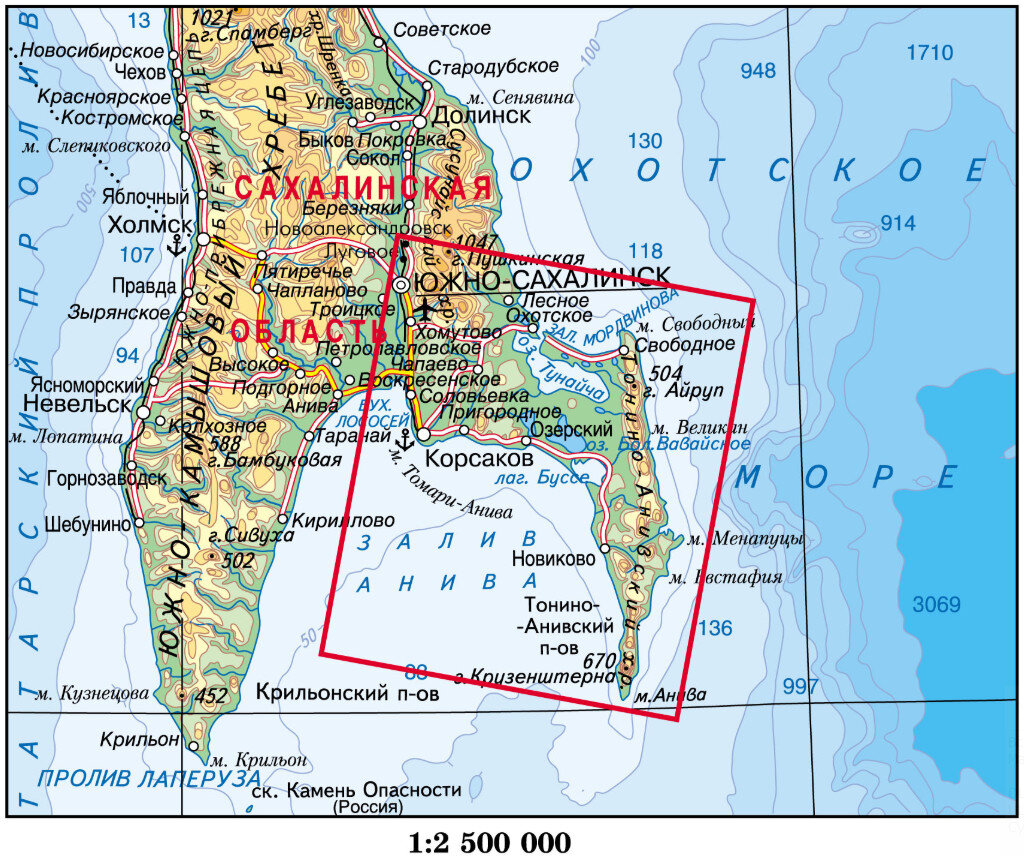 Карта анива сахалинской области