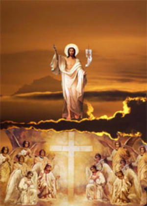 ...Среди облака виден был Муж,  прекраснейший всех сынов человеческих, Господь наш Иисус Христос,  невыразимо сияющий лицом и светящий молниевидными одеждами...