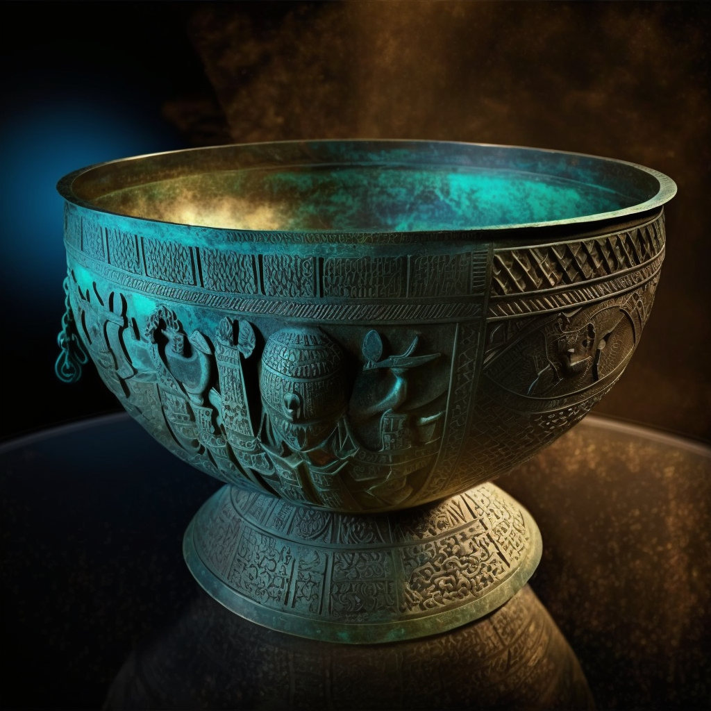 prompt Sumerian bronze bowl, archaeological site in Egypt