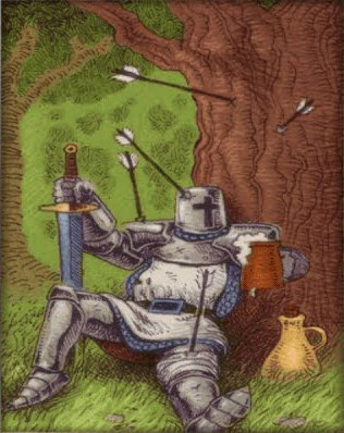 Сэр Бедивер готов послушать истории. Все равно в ближайшее время никуда пойти не сможет.