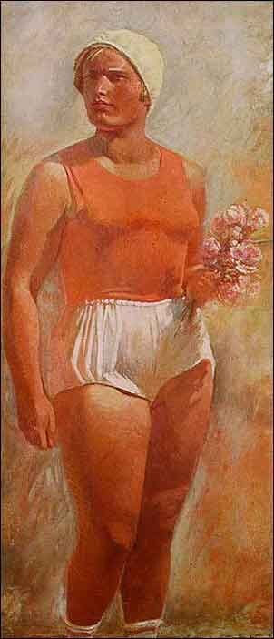 А. Самохвалов. Физкультурница с букетом, 1935