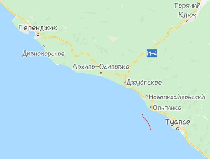 Меня заинтерисовали места между Геленджиком и Туапсе.