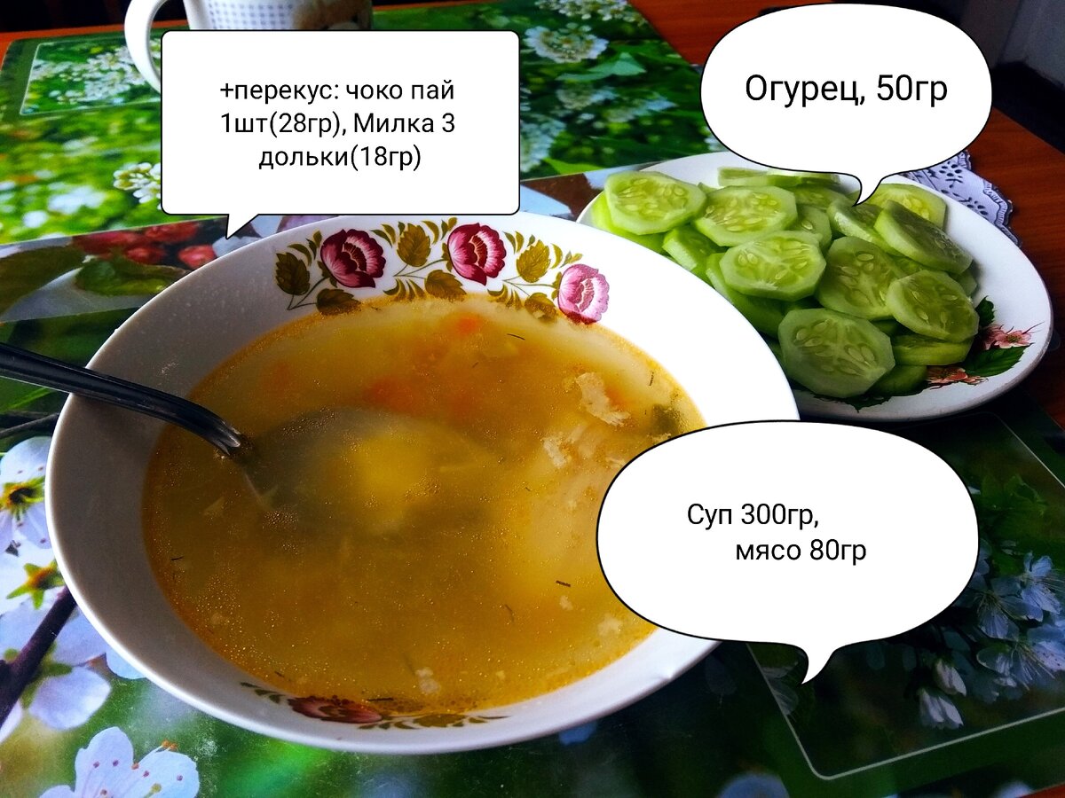 226 калорий + перекус 218кк