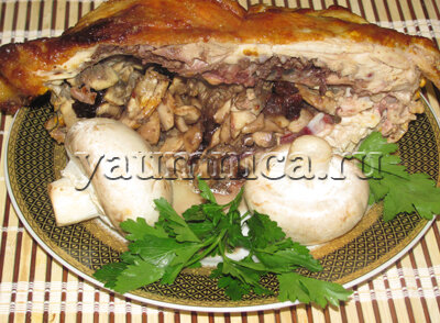 Курица без костей фаршированная в духовке: пошаговый рецепт приготовления с фото