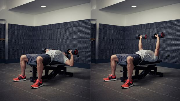 Жим гантелей лёжа