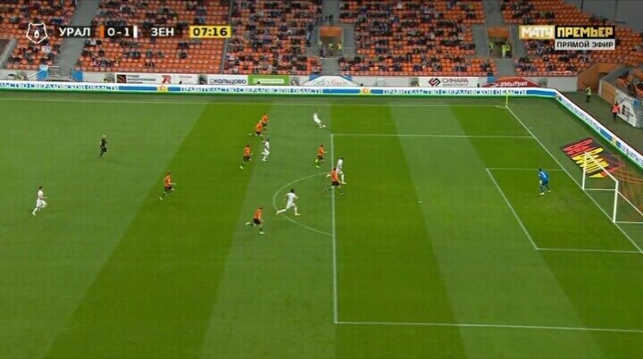 На стоп-кадре видно, что нога еще не коснулась мяча соответственно момент паса еще не наступил. 