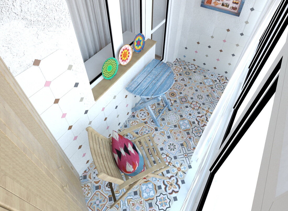 Фото автора. Дизайн балкона в скандинавском стиле.