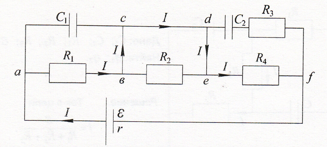 Емкость сопротивления рисунок. Решение цепей с конденсаторами. Задачи на цепи с конденсатором и рубильником.