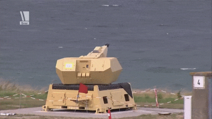 Работа модуля Oerlikon Skyranger системы ПВО MANTIS (GIF видео).