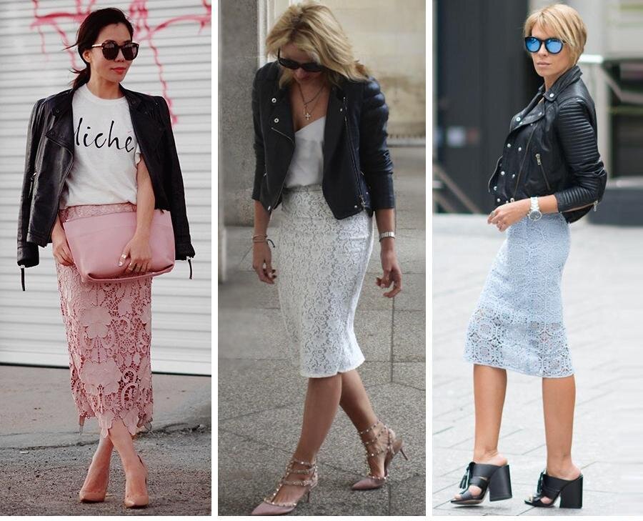 С чем носить и сочетать кружевную юбку — карандаш: 20 модных образов