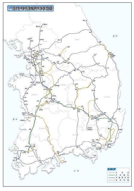 На  этом изображении показан четвертый общенациональный план развития  железнодорожной сети Южной Кореи, представленный Корейским институтом  транспорта в четверг (Корейский институт транспорта)