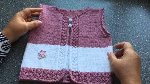 Вязание крючком Детская жилетка на пуговицах Knitted children's vest