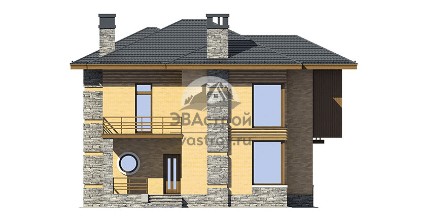 Проект двухэтажного дома 144 м2 с балконом, вторым светом и террасой - 86-75