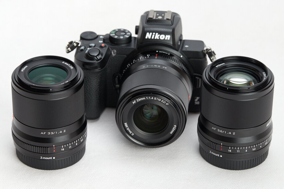 Viltrox 33 мм, Viltrox 23 мм на камере Nikon Z50 и Viltrox 56 мм