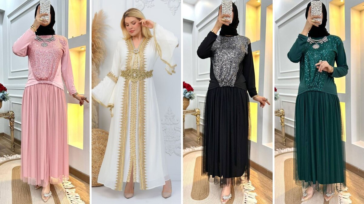 Длинные платья для мусульманских женщин.