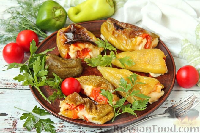 перец сладкий, помидоры, сыр моцарелла, чеснок, соль