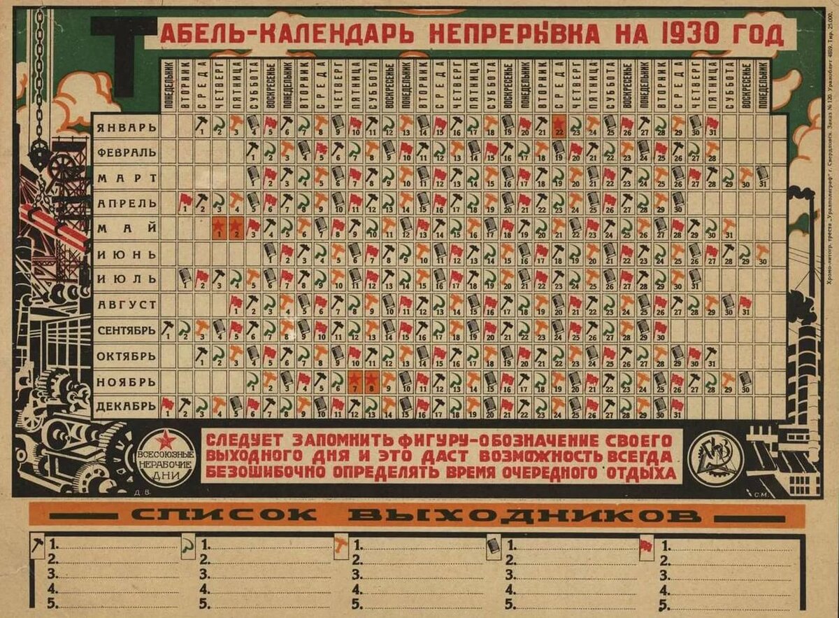 Сколько отдыхали в ссср. Табель календарь Непрерывка 1929/30. Календарь в СССР В 1930 И 1931 года. Советский революционный календарь. Календарь 1930 года СССР.