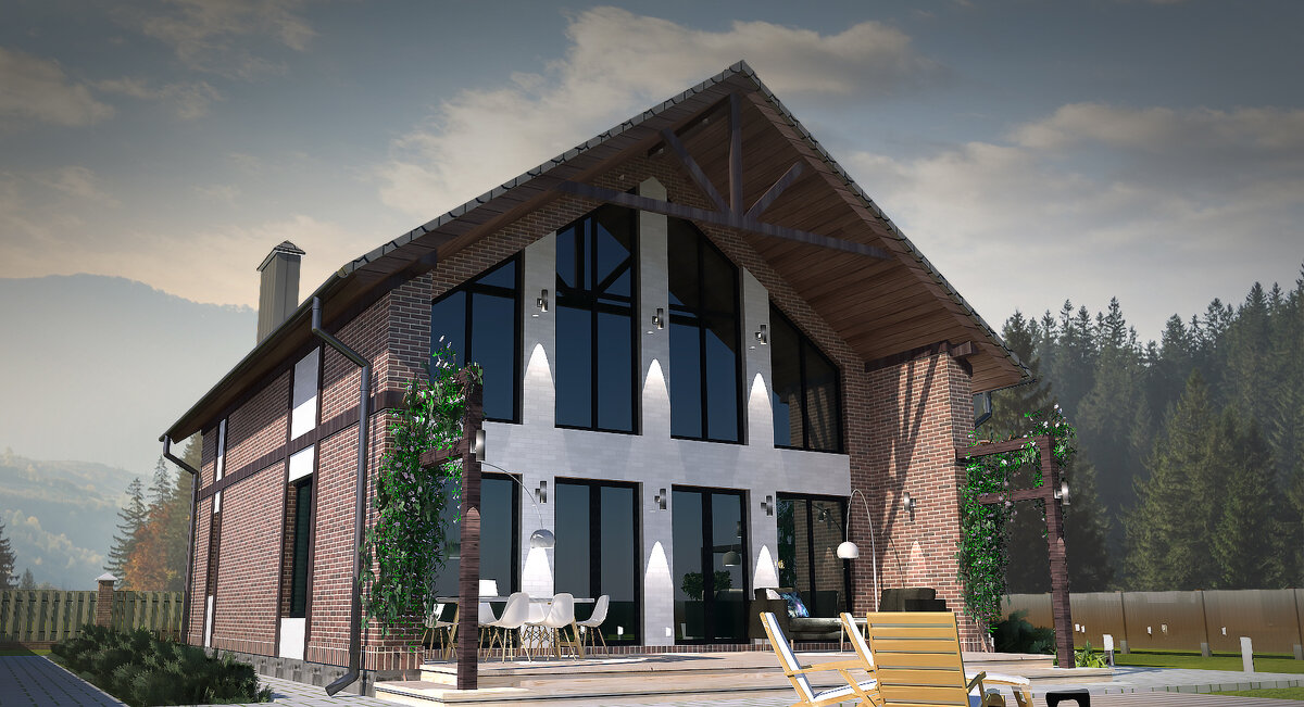 Проект дома с мансардой в стиле Барн