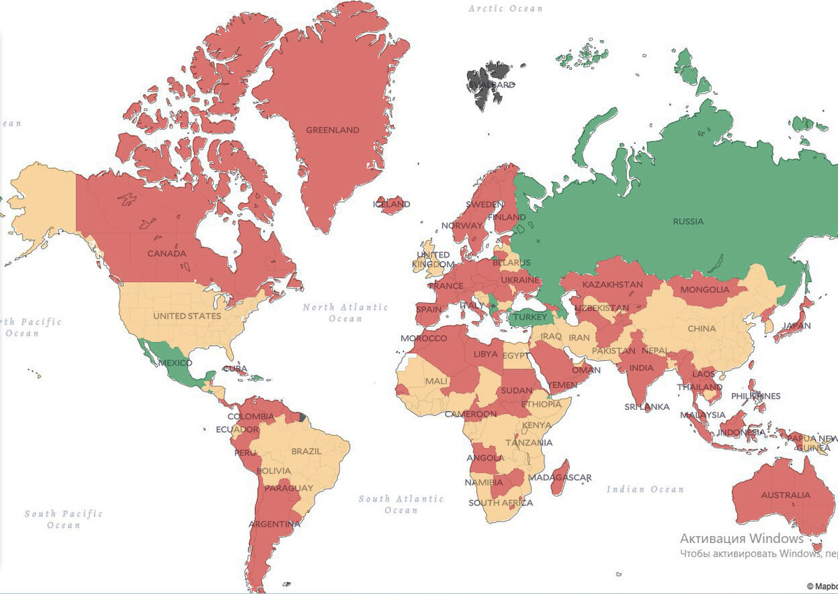 Интерактивная карта, выбрано гражданство России