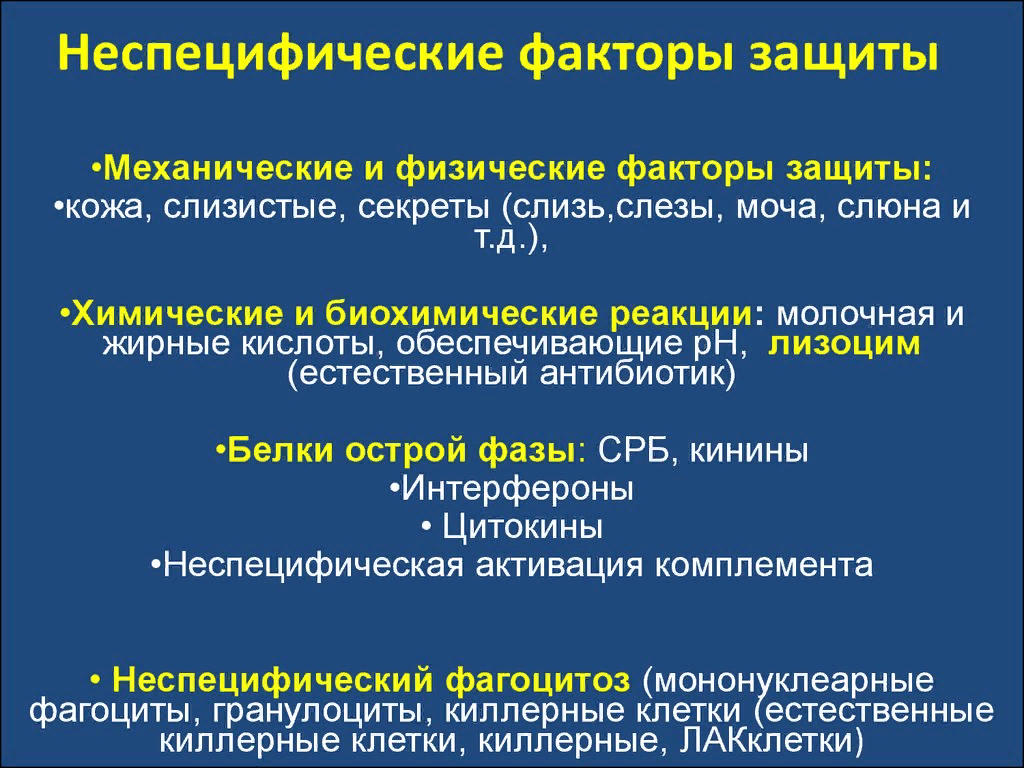 Факторы неспецифической резистентности схема