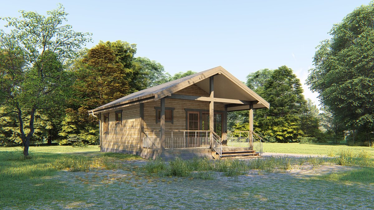 Каркасный дом-баня 6х9,85 м. по проекту КД-09