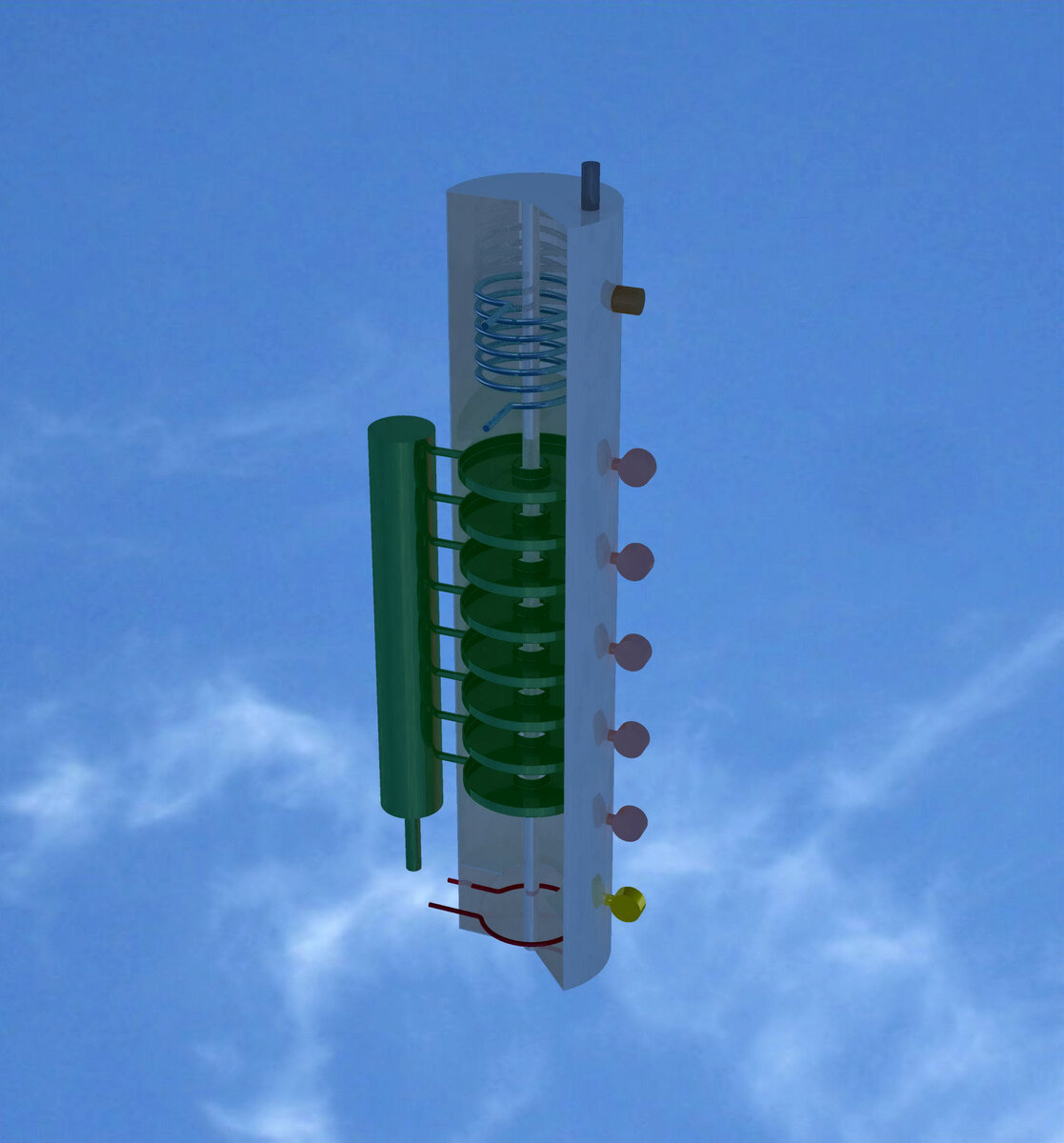 Схема ректификационной колонны, используемой для разделения нефти на фракции