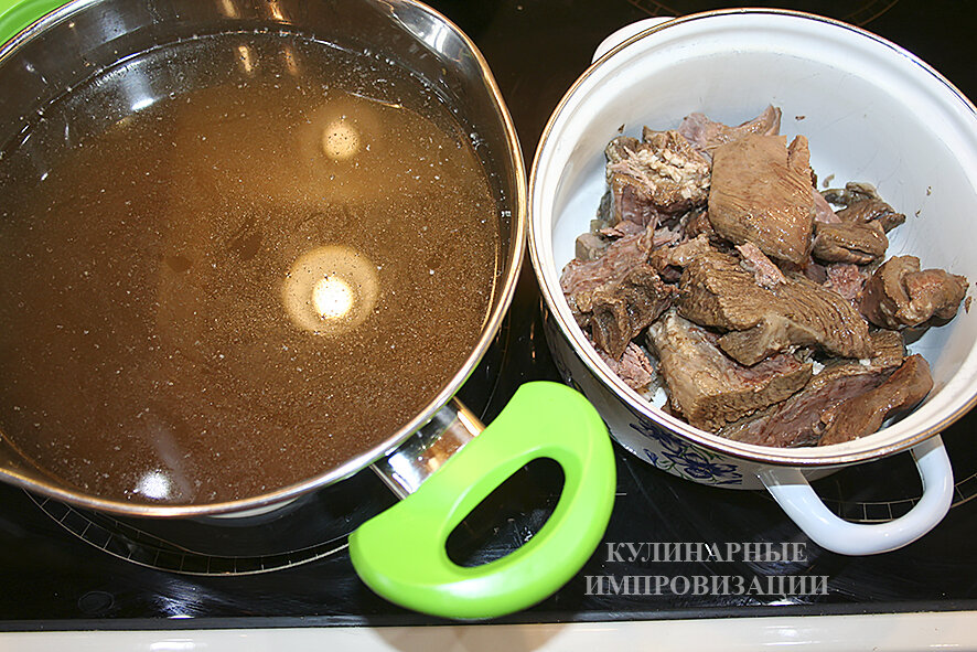 Бульон и варёное мясо