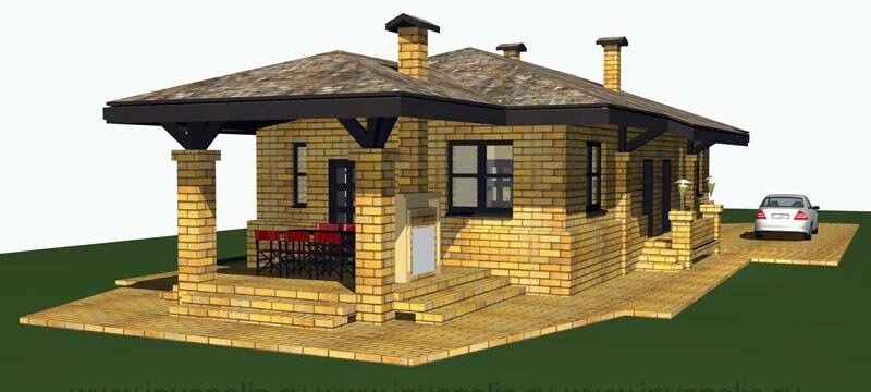 Архитектура дома выдержана в классическом стиле, фасад симметричный, с уютной тенистой террасой для барбекю