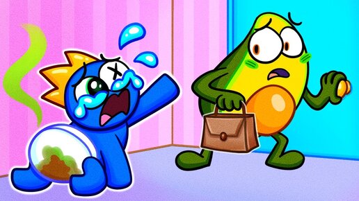 When Dad's Away 😭 || Baby Avocado Turned into Baby Blue from Rainbow Friends!! || Parents VS Kids