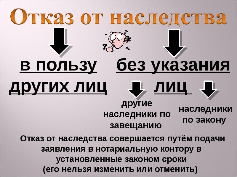 Как отказаться от наследства по закону в пользу другого наследника образец