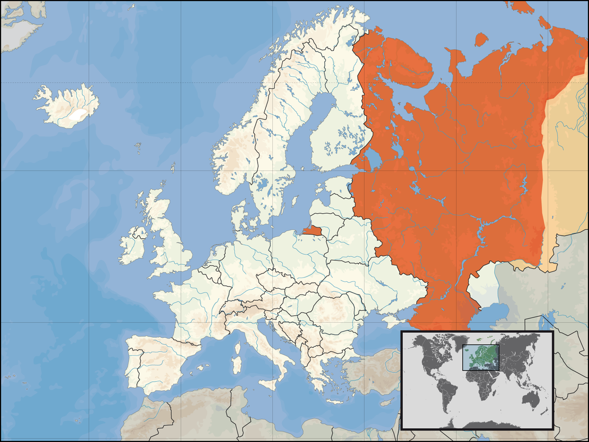 Карта регионов россии и европы