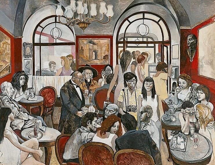 Ренато Гуттузо, Кафе "Греко", 1976. Музей Тиссена-Борнемисы, Мадрид