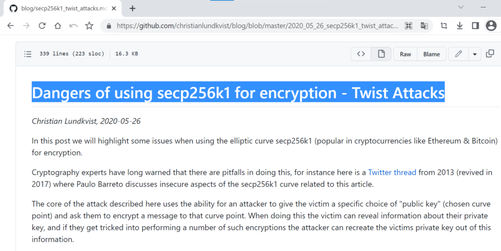 https://github.com/christianlundkvist/blog/blob/master/2020_05_26_secp256k1_twist_attacks/secp256k1_twist_attacks.md